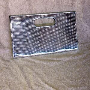 Large Silver accordion clutch with magnetic closure